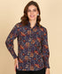 Ethnic Motifs Printed Shirt With Smocked Sleeve - Znxclothing
