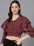 Maroon Polka-Dot Top with Double Sleeve - Znxclothing