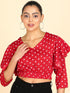 Polka Dots Printed Red Blouson Crop Top - Znxclothing