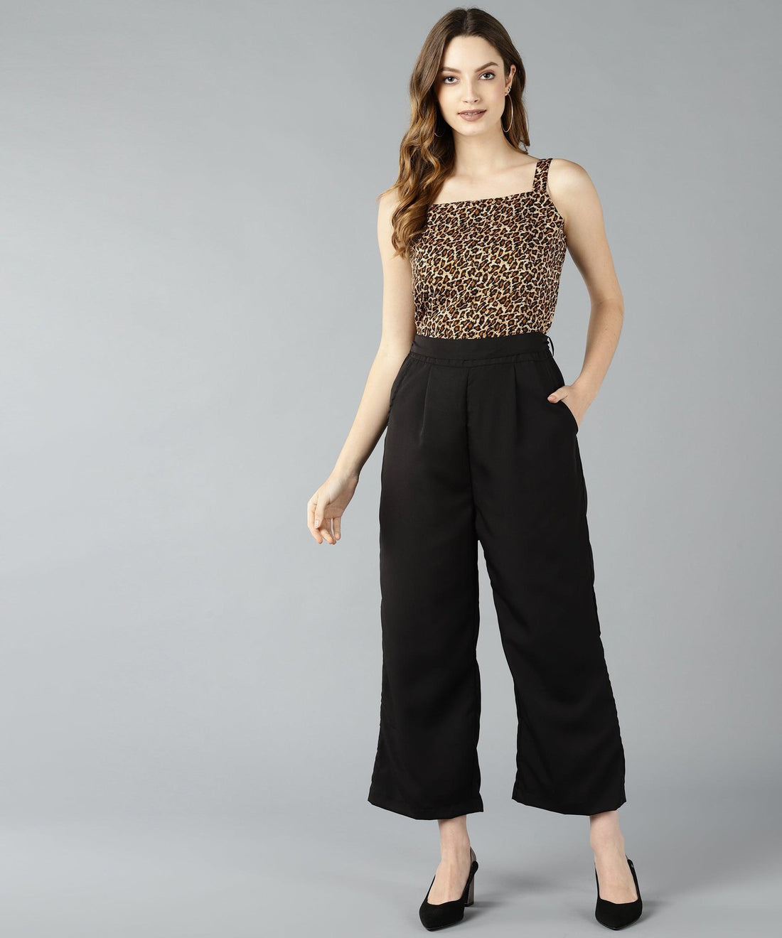 Znx Women Brown Animal Printed Jumpsuit - Znxclothing