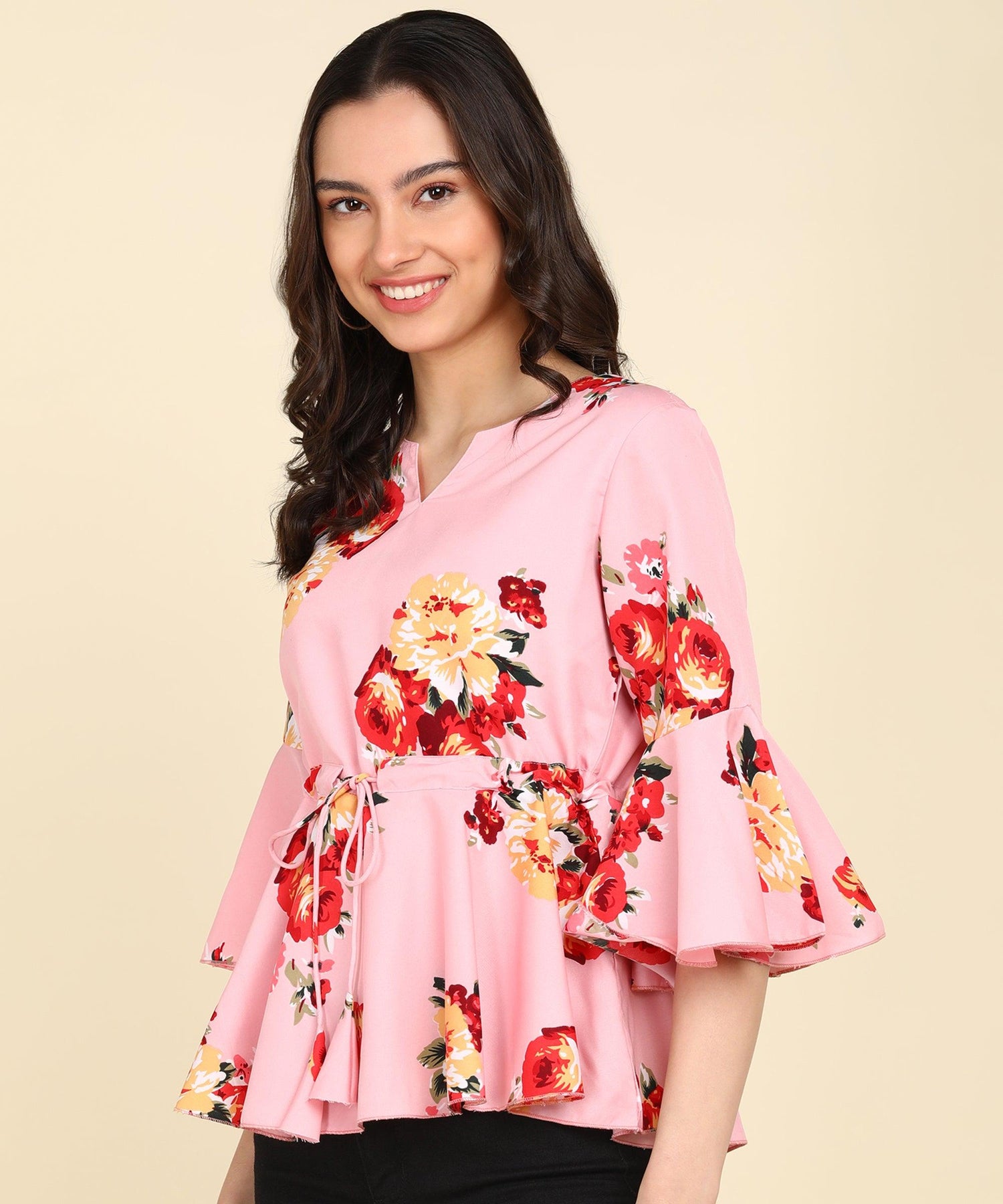 Floral Printed Pink Top - Znxclothing