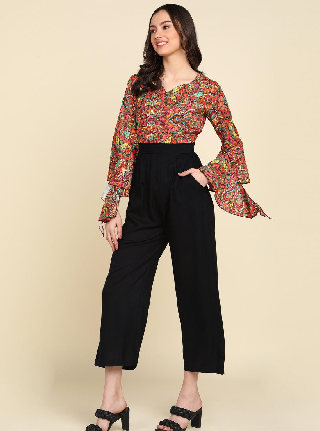 Multicolor Ethnic Modifs Printed Jumpsuit - Znxclothing