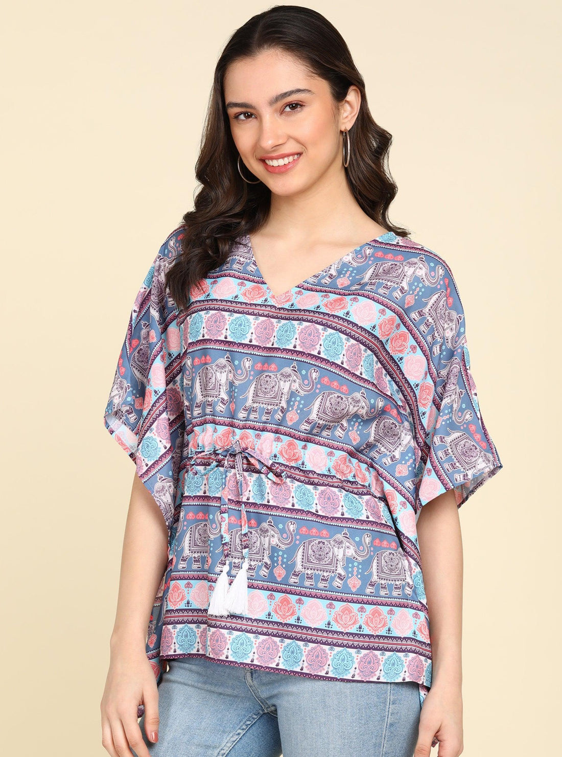 Ethnic Motifs Printed Kaftan Top - Znxclothing