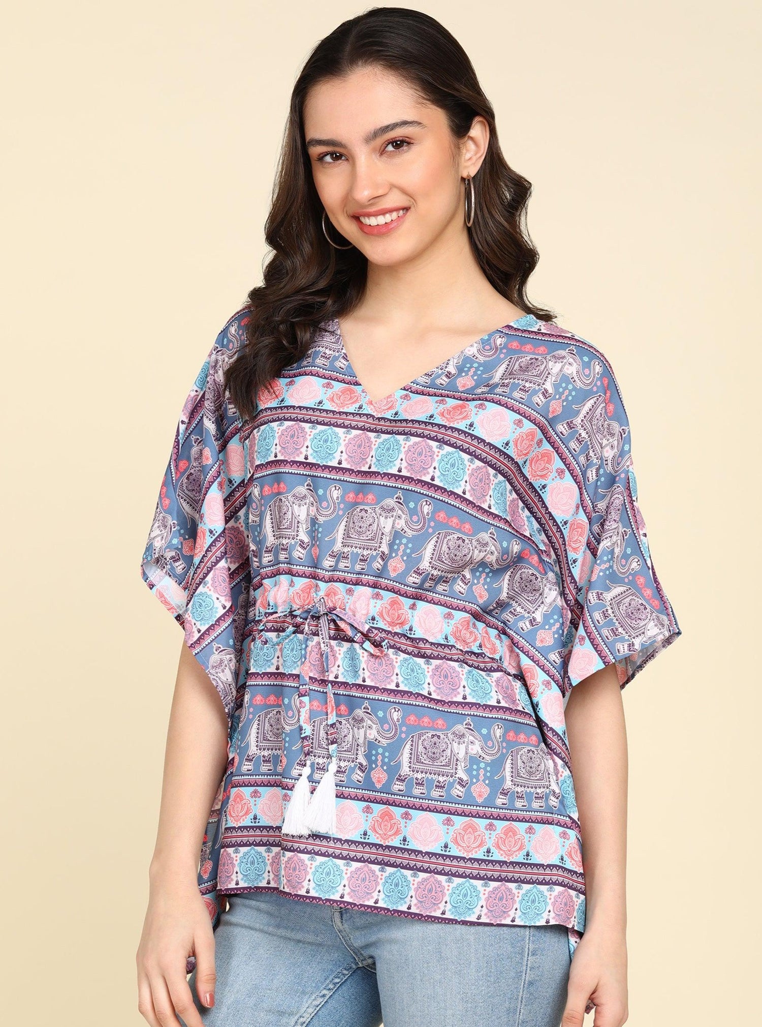 Ethnic Motifs Printed Kaftan Top - Znxclothing