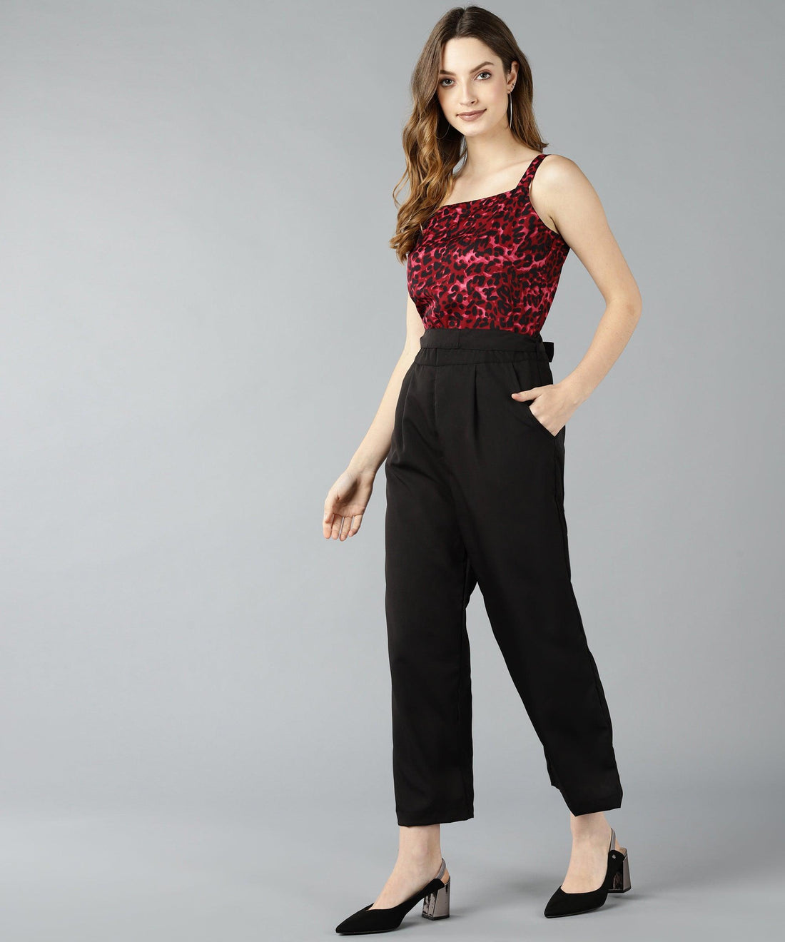 Znx Women Pink Animal Printed Jumpsuit - Znxclothing