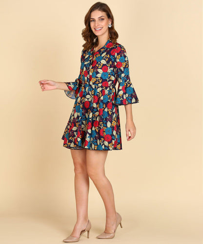 Multicolor Floral Printed Long Top - Znxclothing