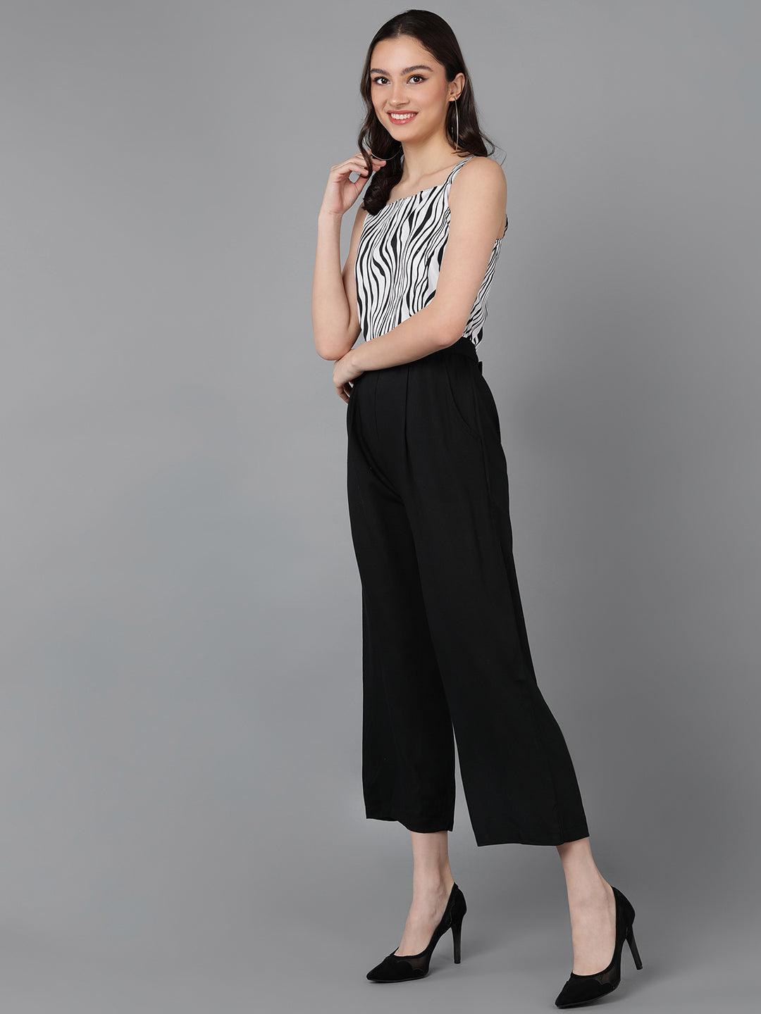 Zebra Printed Sleeveless Jumpsuit - Znxclothing
