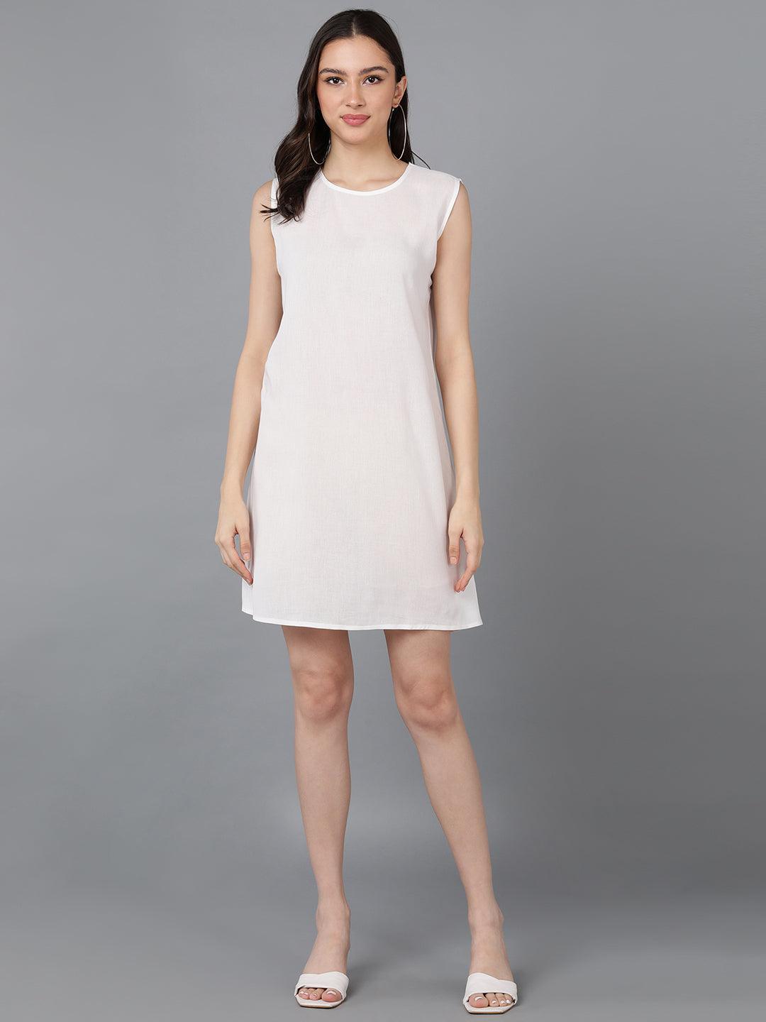 Solid White Dress With Trible Printed Jacket - Znxclothing