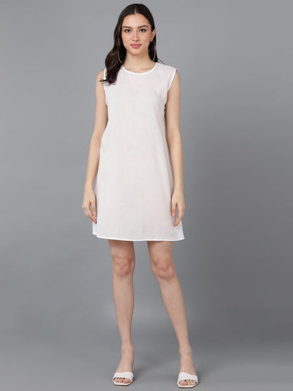 Solid White Dress With Trible Printed Jacket - Znxclothing