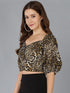 Animal Printed Smocked Crop Top - Znxclothing