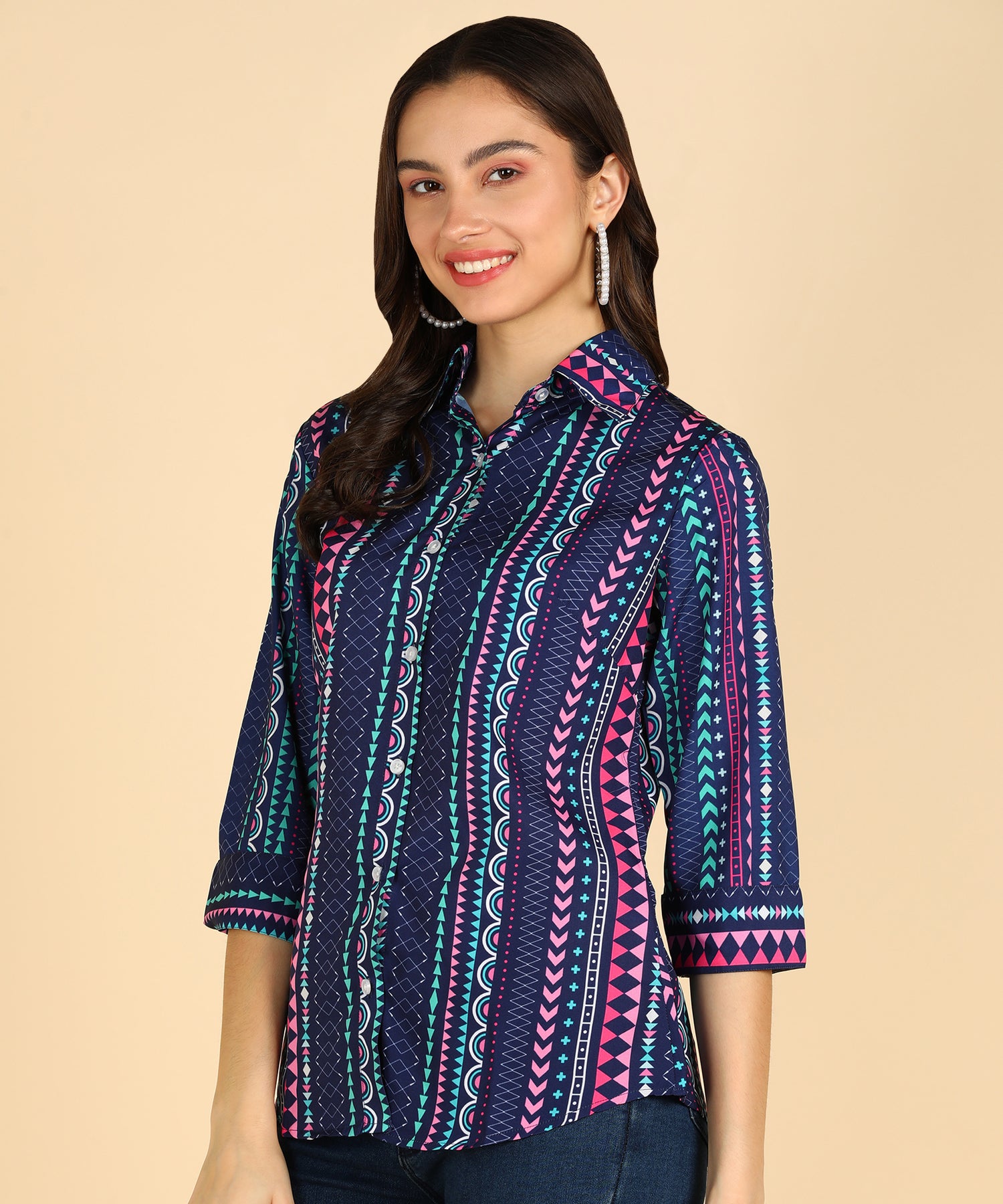 Blue Stripe Printed Shirt