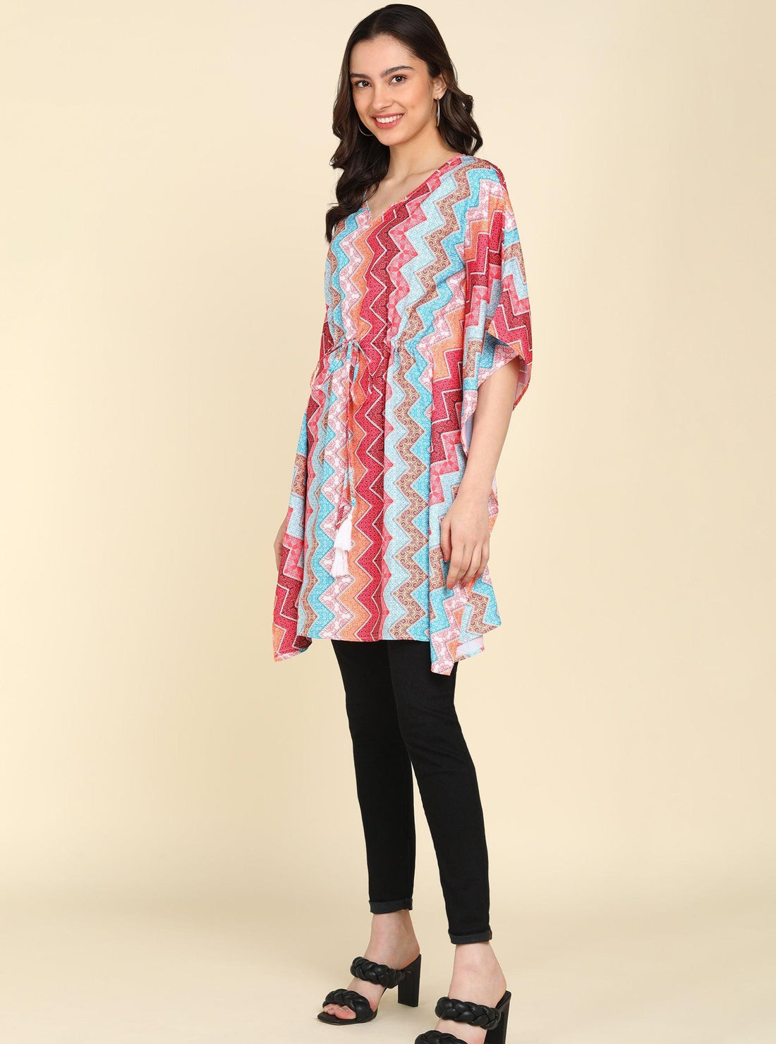 Multicolor Zig-Zag Kafan Kurta - Znxclothing