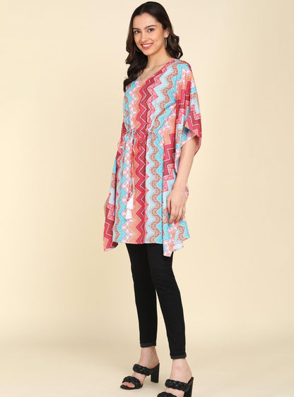 Multicolor Zig-Zag Kafan Kurta - Znxclothing
