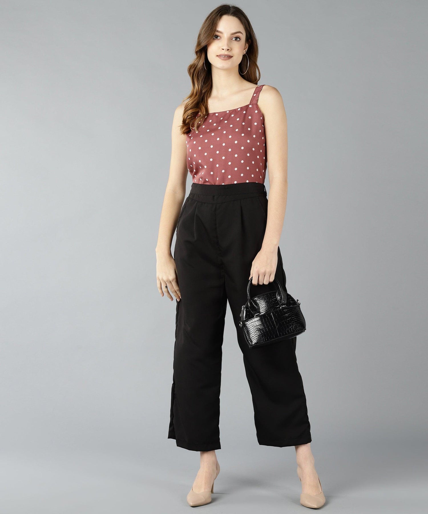 Znx Women White dot Printed Pink Jumpsuit - Znxclothing