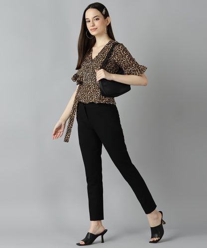 Znx Women Tiger Printed bell Sleeve Top - Znxclothing