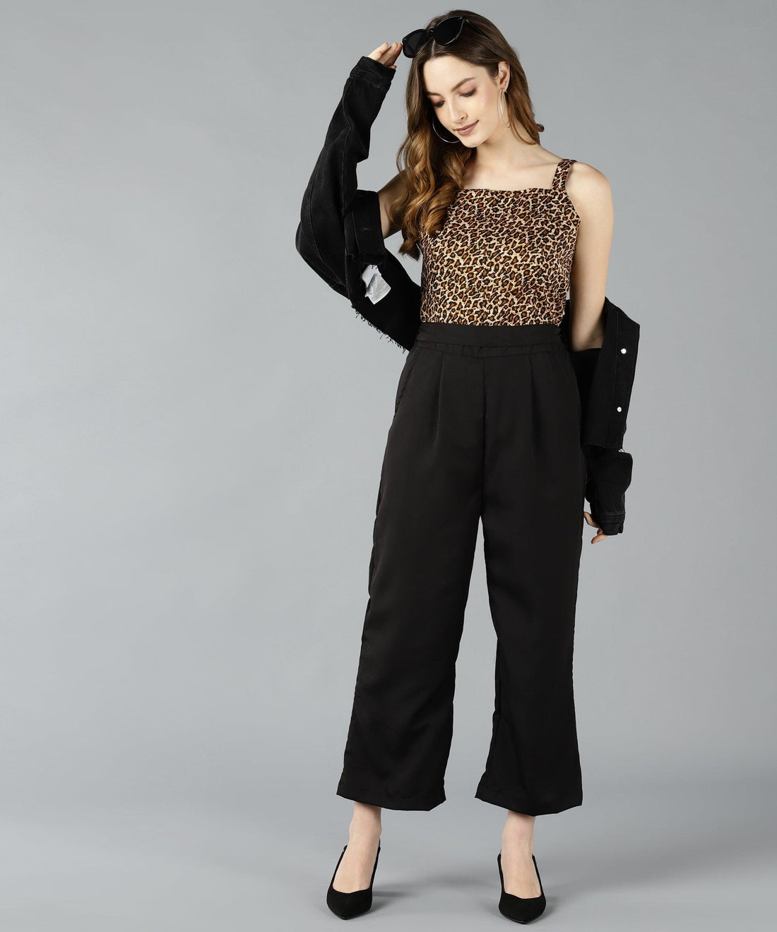 Znx Women Brown Animal Printed Jumpsuit - Znxclothing