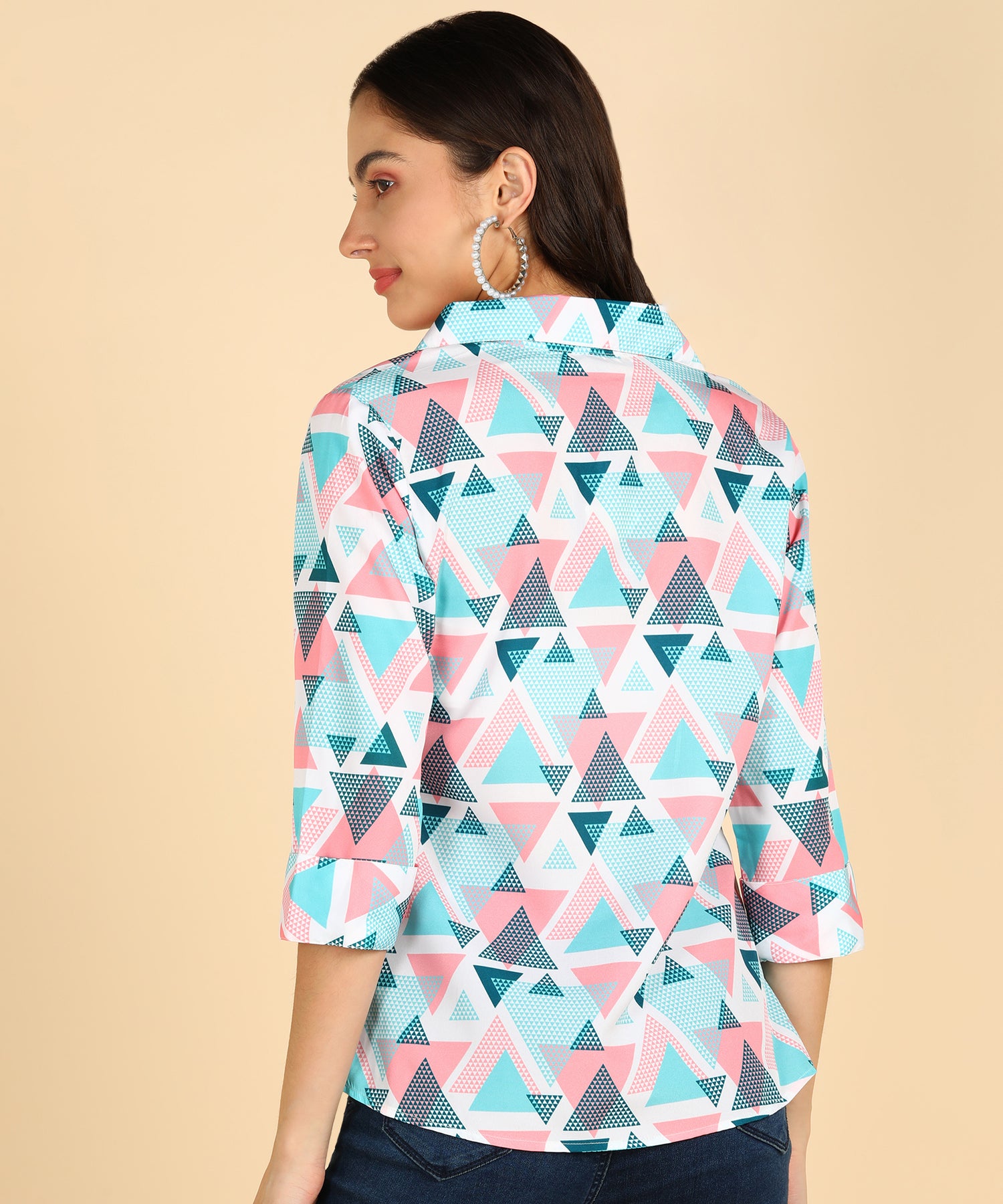 Geomatric Printed White Color Shirt