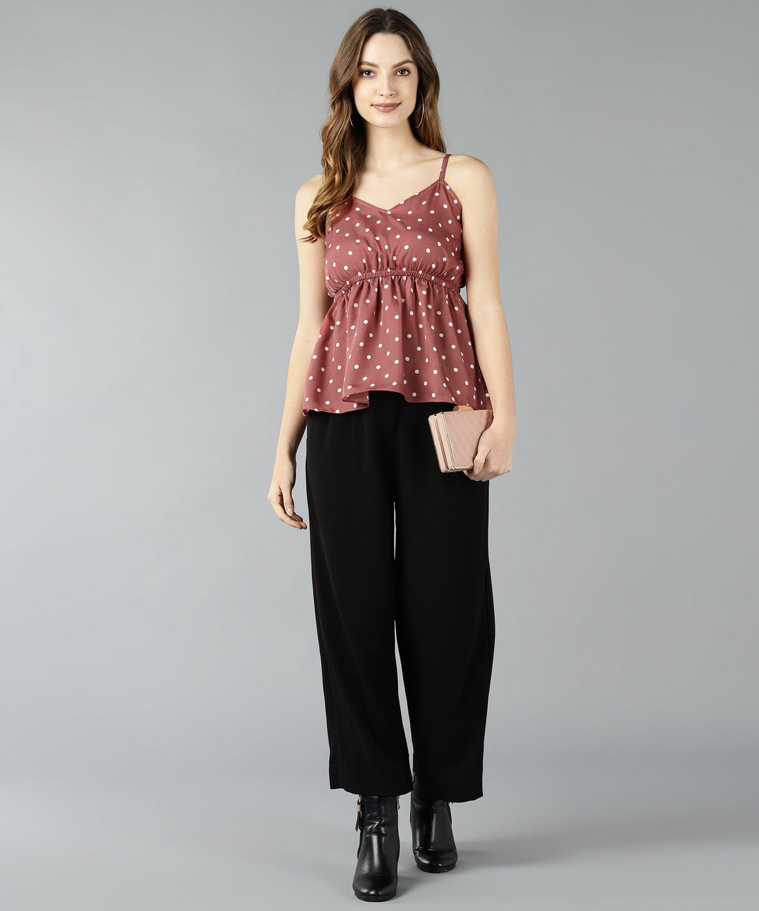 Znx Women Dot Printed Pink Top - Znxclothing