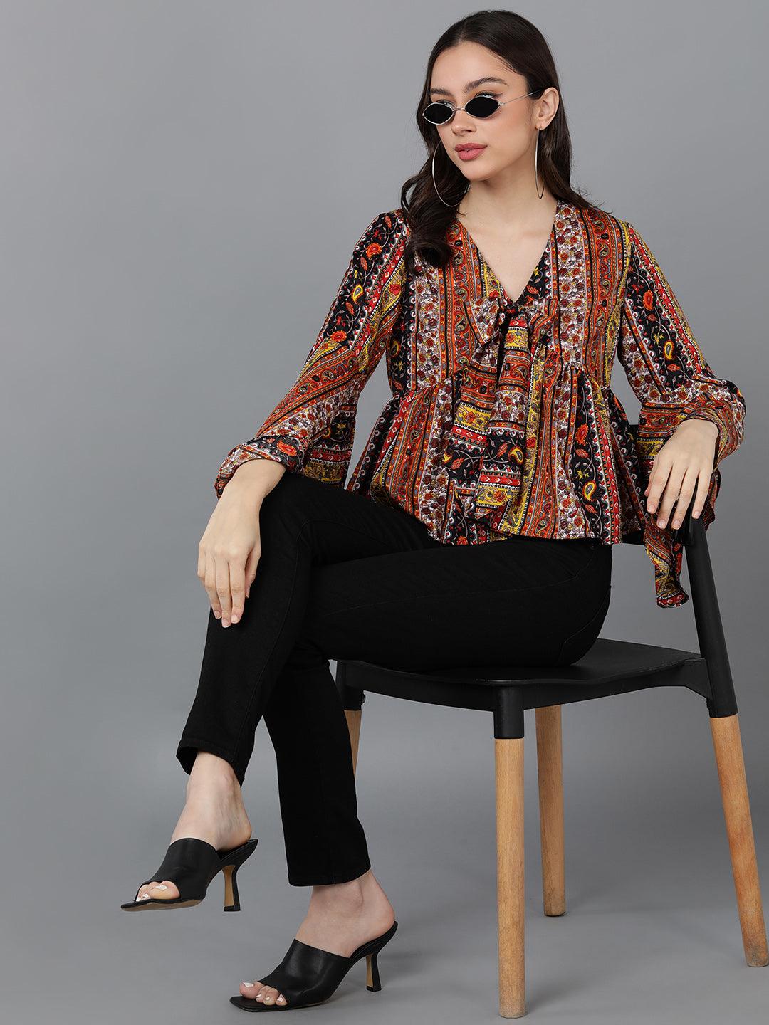 Multicolor Tie-up Top - Znxclothing