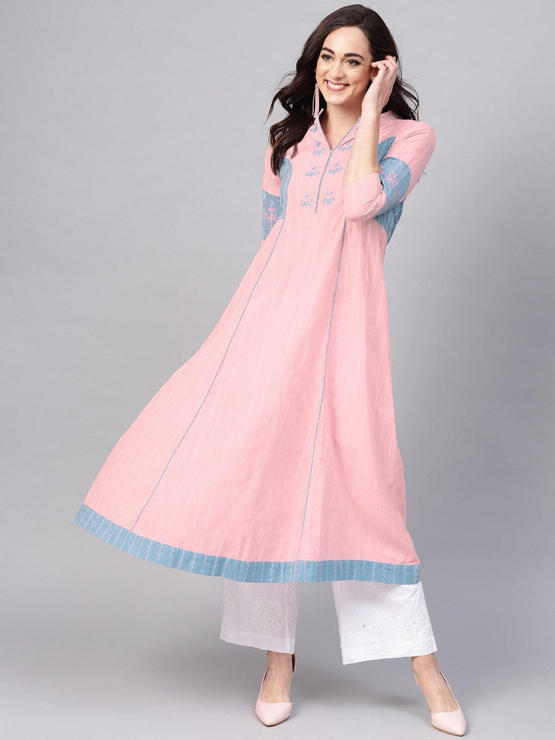 Handloom Light Embroidered Kurta - Znxclothing