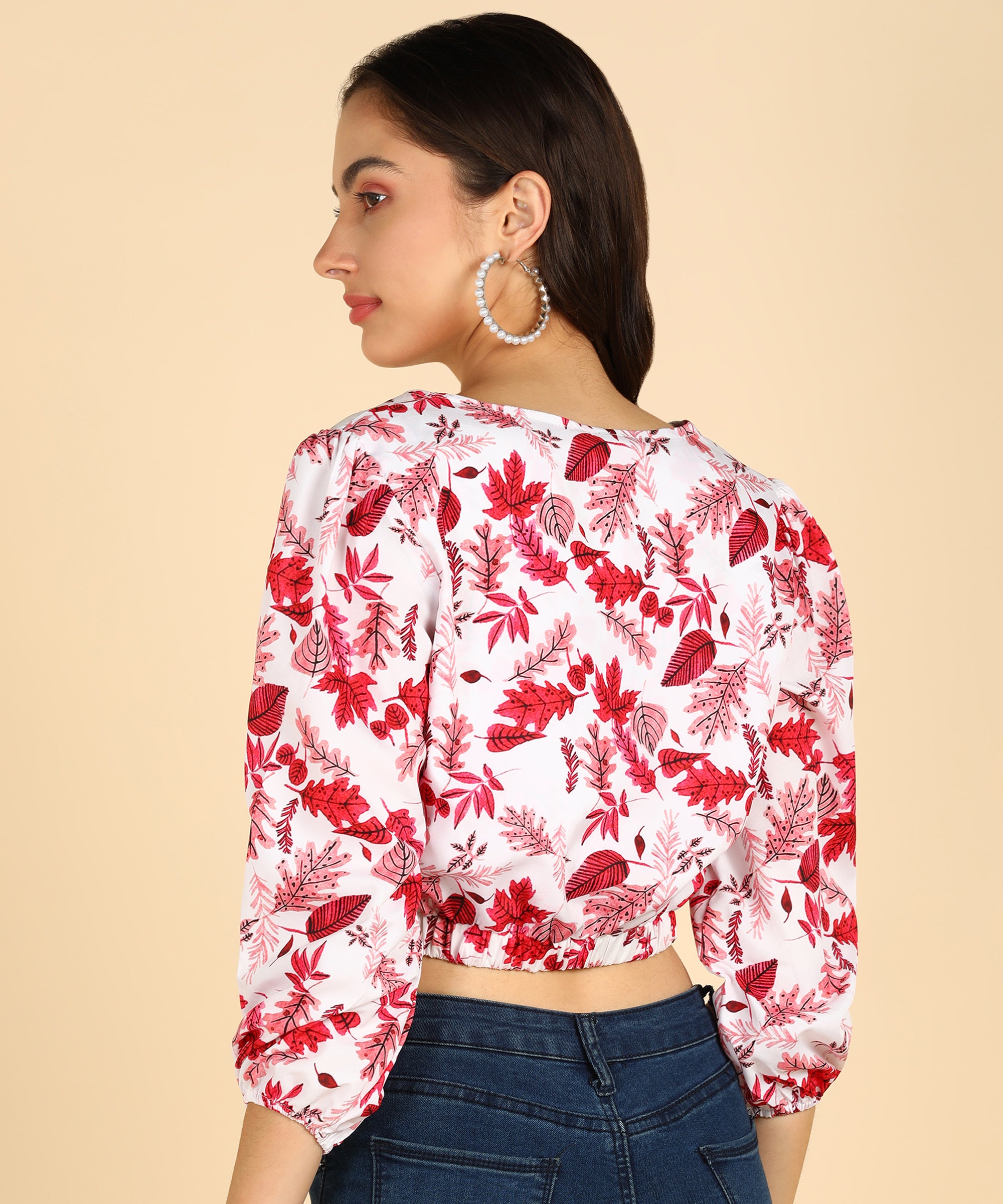White &amp; Pink Color Front Knot Stylish Crop Top