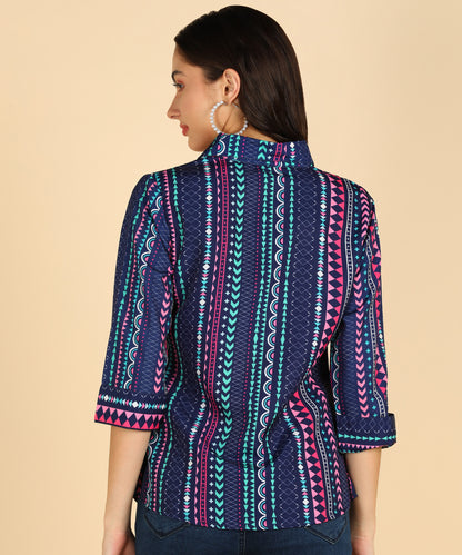 Blue Stripe Printed Shirt