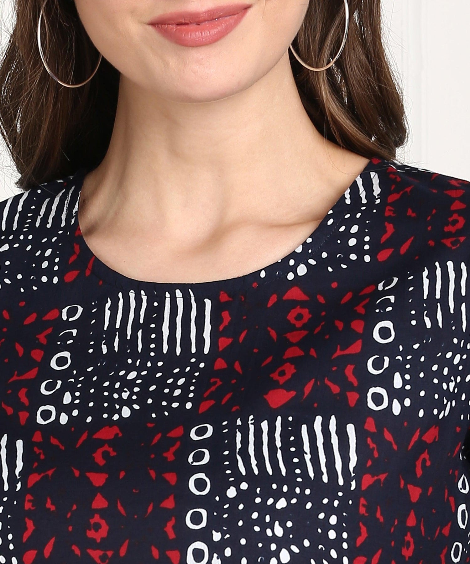 Znx Women White &amp; Red Printed short Dress - Znxclothing