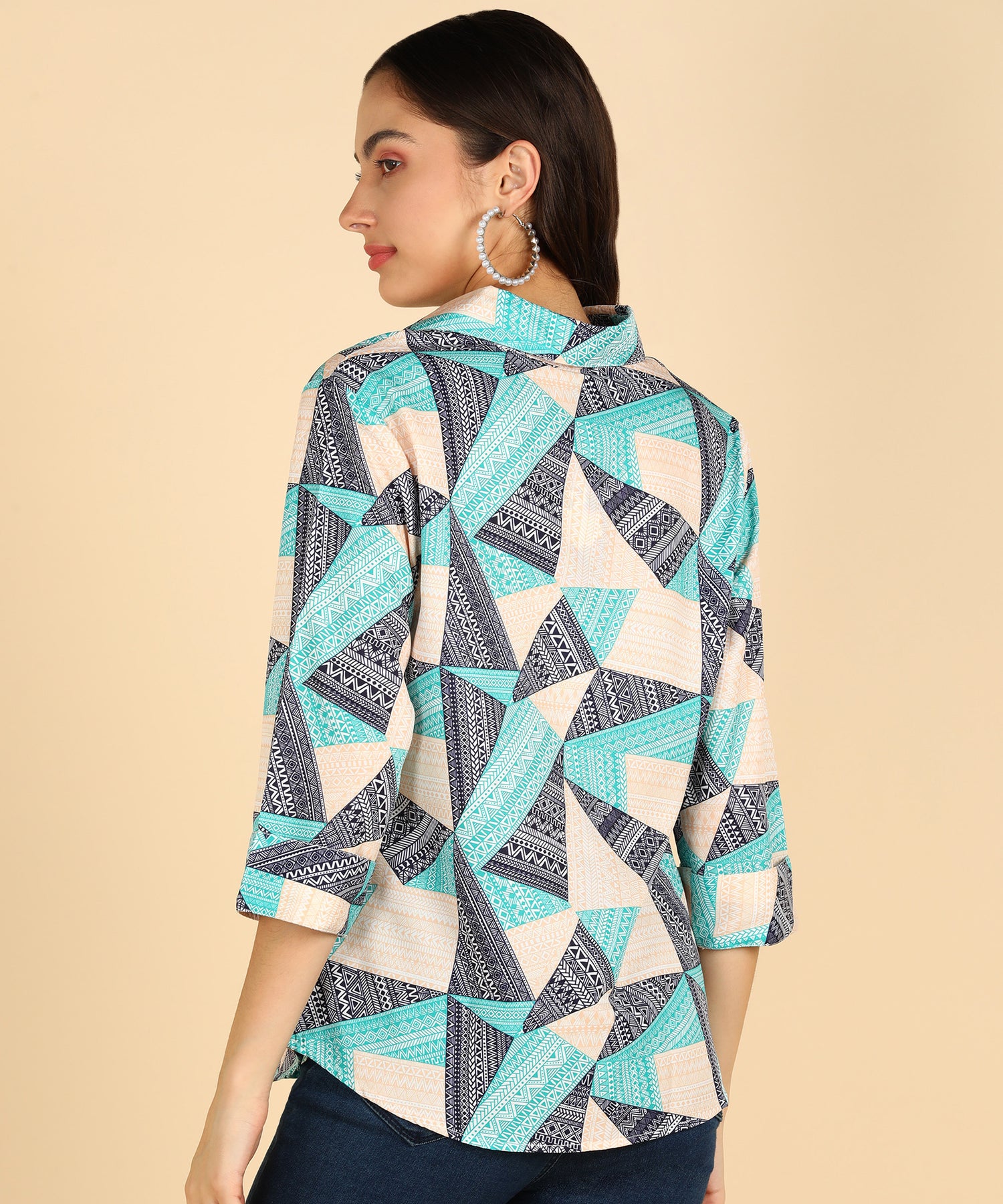 Geomatric Printed Cream Shirt
