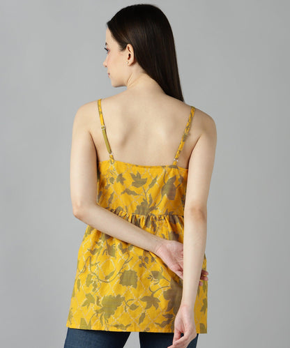 Znx Women Yellow Gold Printed Top - Znxclothing