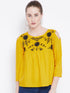 Yellow Embroidered A-Line Top - Znxclothing