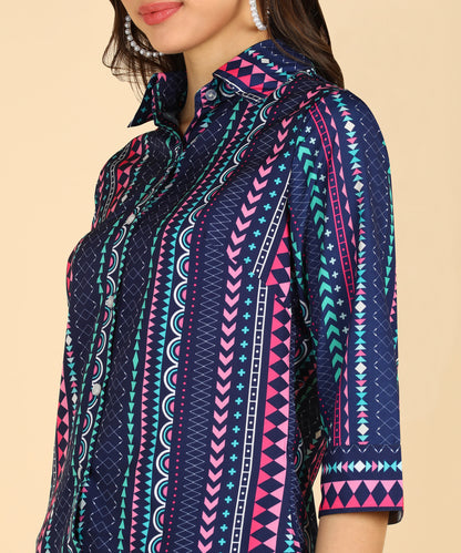 Blue Stripe Printed Shirt