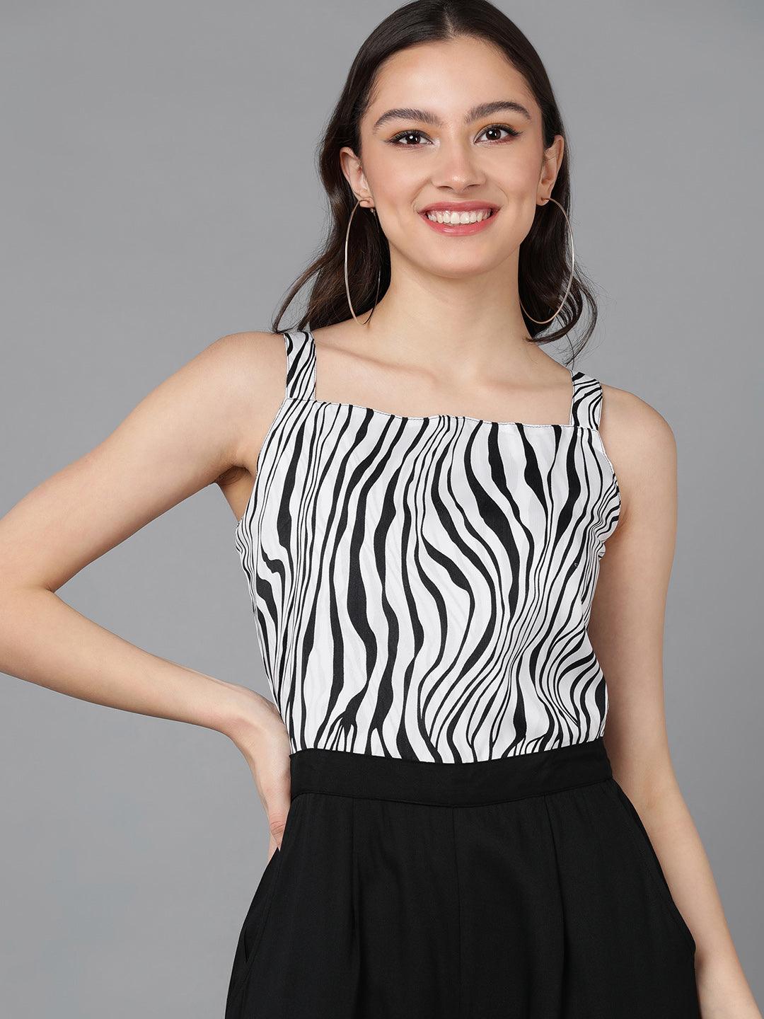 Zebra Printed Sleeveless Jumpsuit - Znxclothing