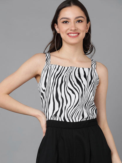 Zebra Printed Sleeveless Jumpsuit - Znxclothing