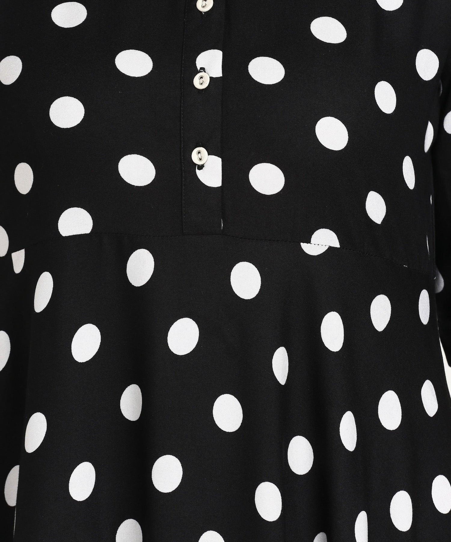 Znx Women Black Polka Dot Printed Dress - Znxclothing