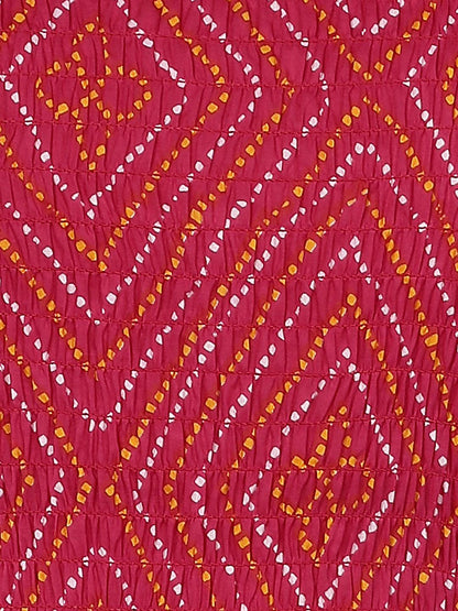 Smocked Pink Bhandhani Dress - Znxclothing