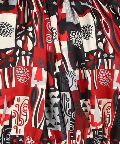Black &amp; Red Printed Off Shoulder Top
