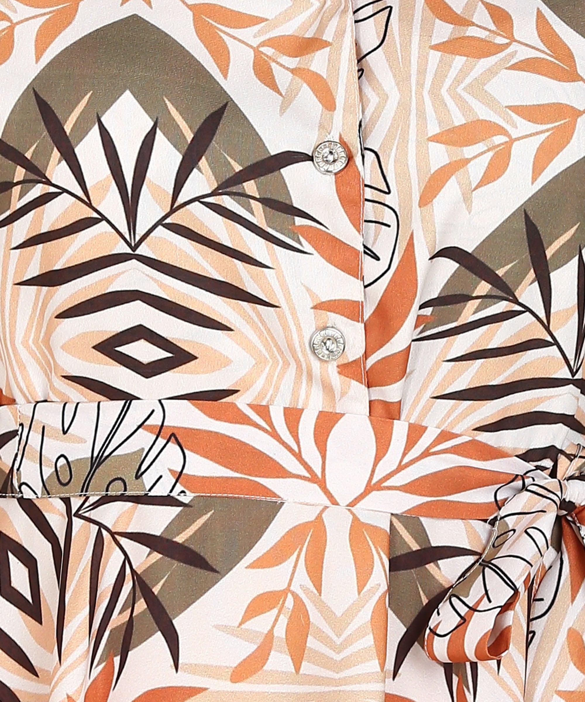 Tropical Printed Flared Dress - Znxclothing