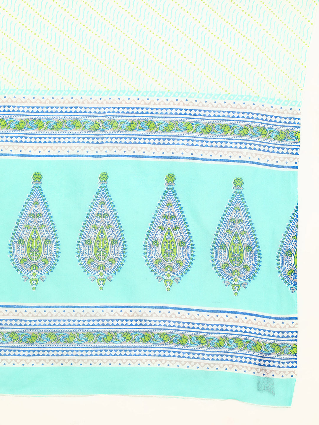 Women SeaGreen Printed Pure Cotton Kurta with Palazzos &amp; With Dupatta