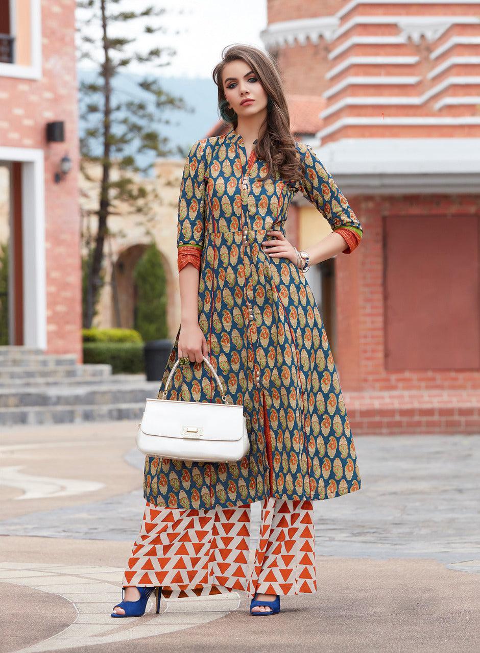 Kajal Style block Printed Cotton Kurti - Znxclothing