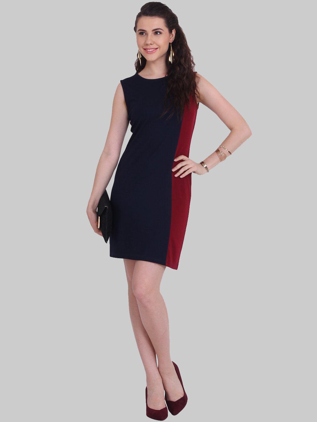 Red and Black Sleeveless Dress - Znxclothing