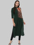 Dark Green Printed Crepe Straight Kurti - Znxclothing