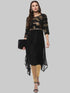 Black Embellished Crepe Asymmetric Kurti - Znxclothing