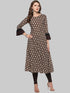 Brown Printed Cotton A-Line Kurti - Znxclothing