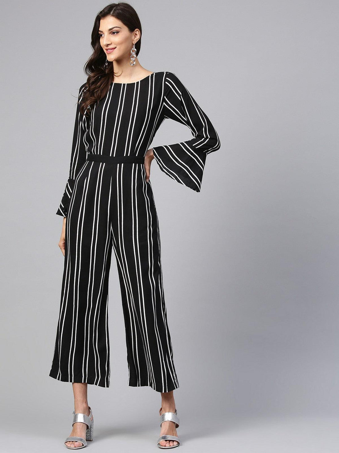 Vertical Stripes Monocromatic Jumpsuit - Znxclothing