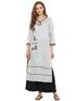 Light Grey Cotton Straight Kurta With White Dotted Black Palazzo. - Znxclothing