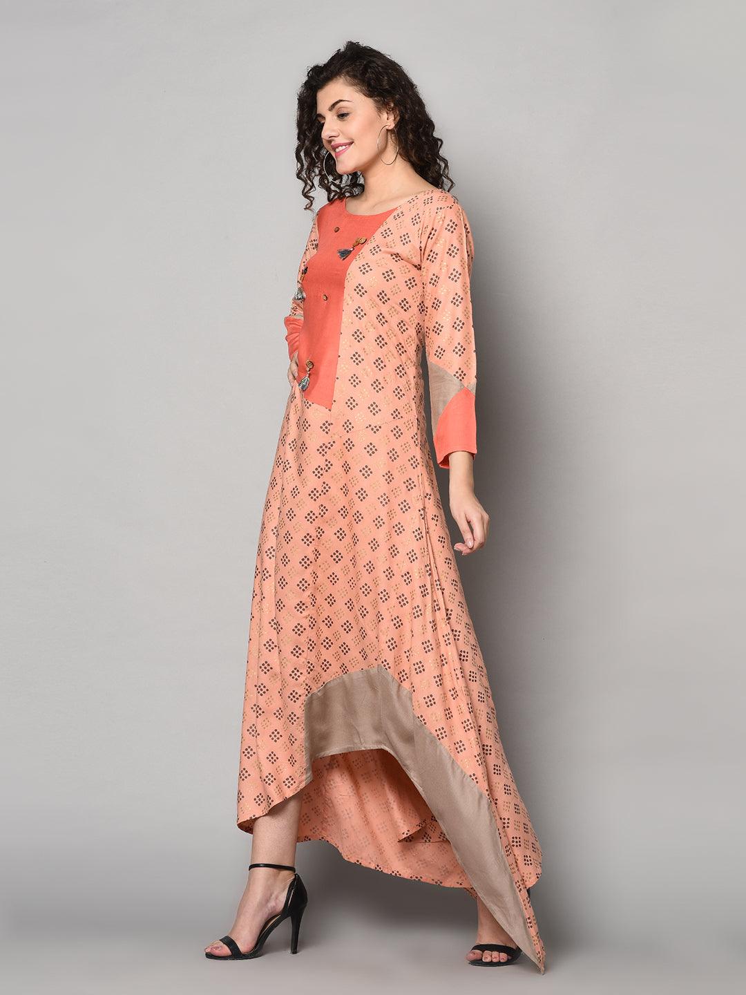 Royal Pink designer long Dress (Fully Stitched) - Znxclothing