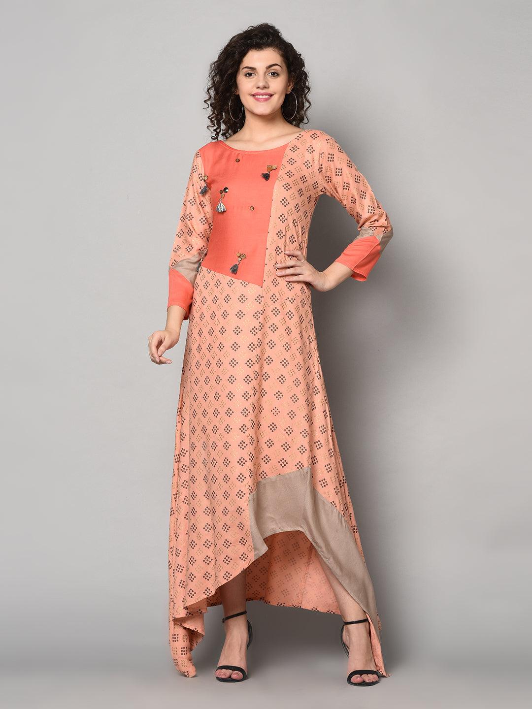 Royal Pink designer long Dress (Fully Stitched) - Znxclothing
