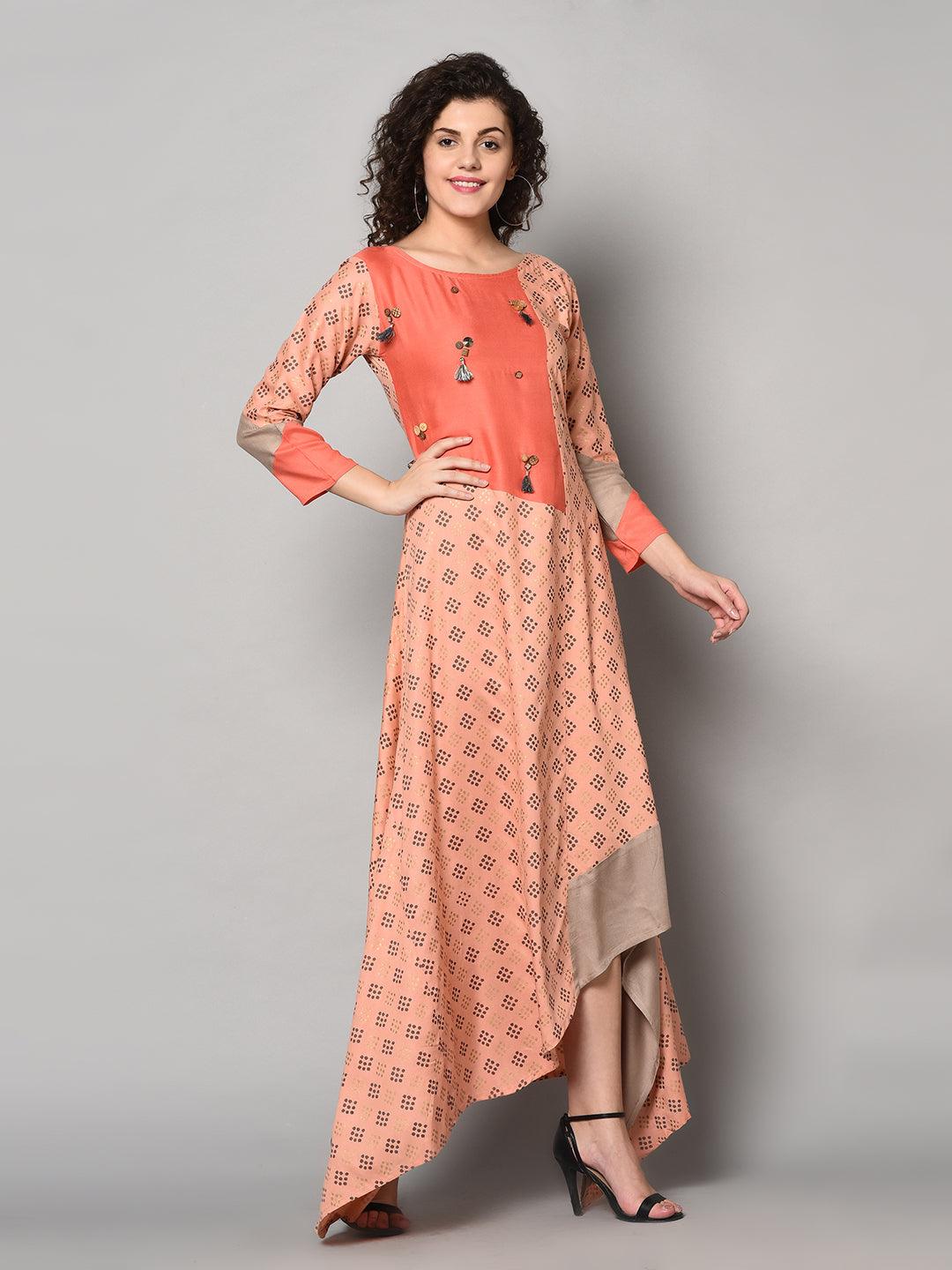 Royal Pink designer long Dress (Fully Stitched) - Znxclothing