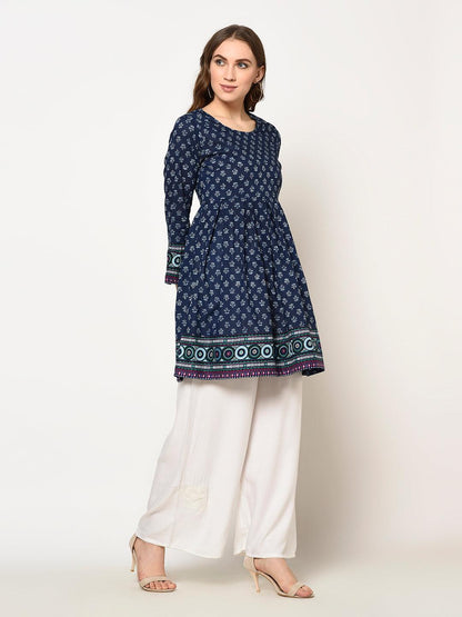 ZNX Women Blue Printed Top - Znxclothing