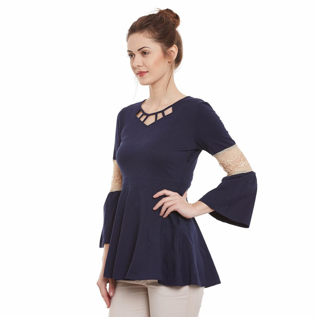 Solid Blue colour top - Znxclothing